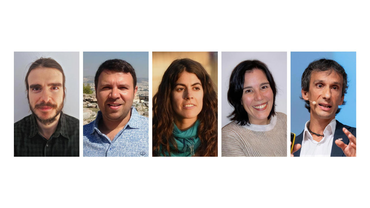 From left to right, the five UOC researchers: Hug March, Lluís Garay, Marga Triguero-Mas, Gemma Chiva-Blanch and Xavier Vilajosana (photo: UOC)