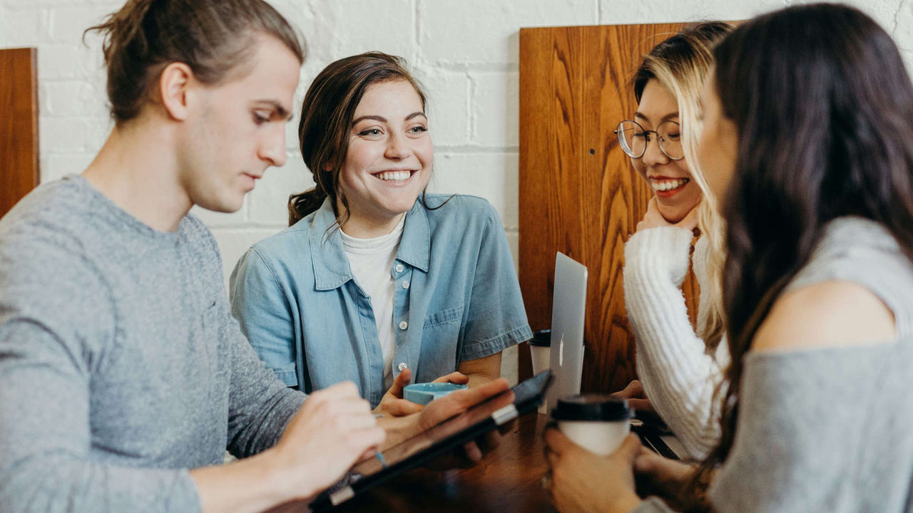 young people with mobile devices