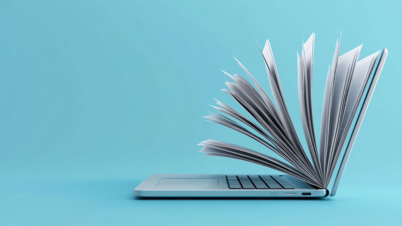Laptop computer with the lid resembling the pages of a book