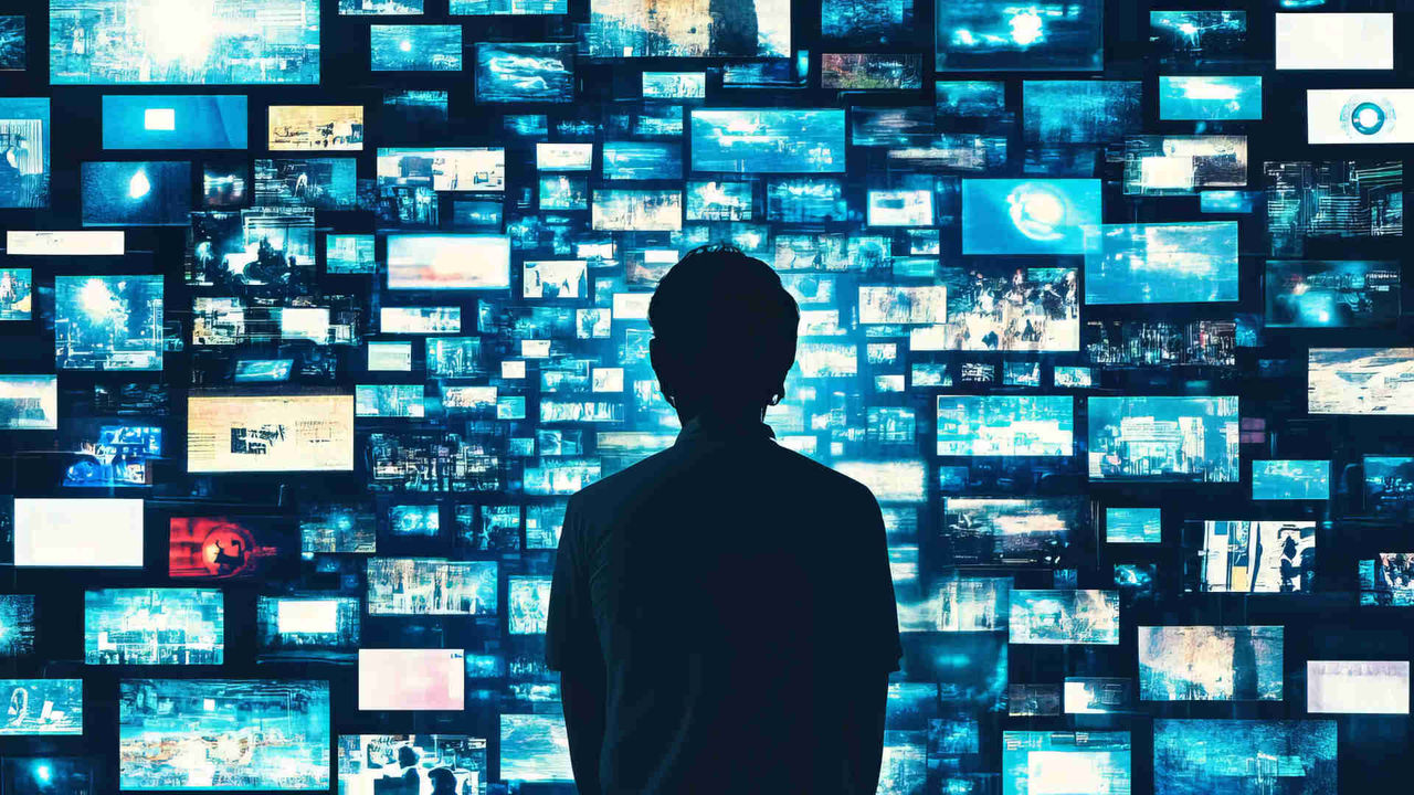 persona frente a pantallas