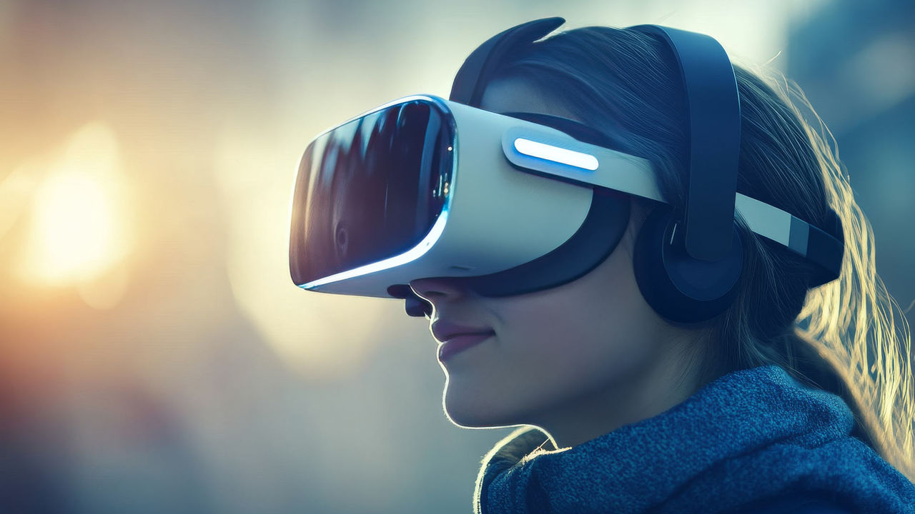 mujer con gafas de realidad aumentada