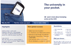 Captura de pantalla de la versi� en angl�s del portal de la UOC