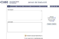 Captura de pantalla del motor de traducci� autom�tica Apertium