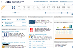 Captura de pantalla de la nova p�gina d'inici del Campus Virtual