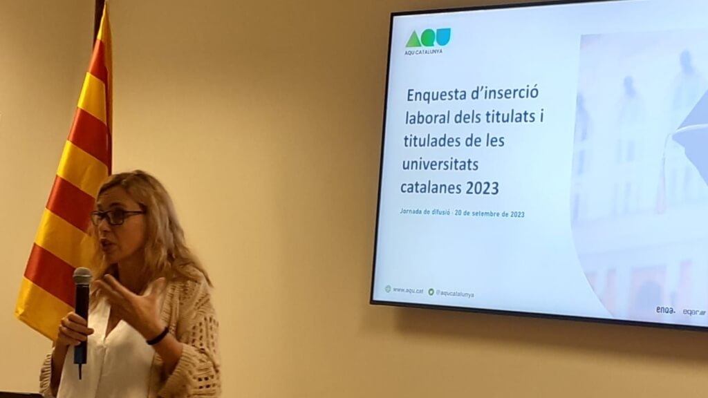 La rectora de la UOC, Àngels Fitó, ha participat en l'acte de presentació dels resultats d'aquest estudi de l'AQU. (Foto: UOC)